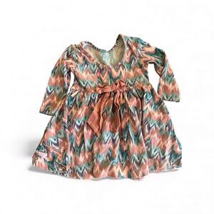Ruffle Butts Pastel Zigzag Dress With Bow 4T